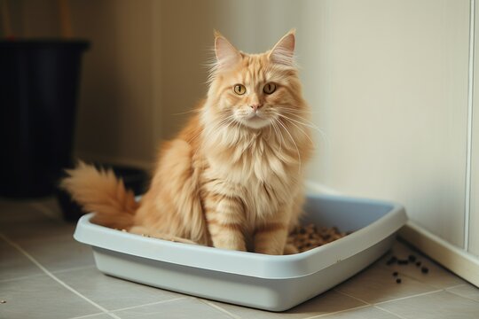 Cute cat box toilet. Generate Ai