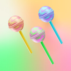 lollipops on a colored background. 3d vector.