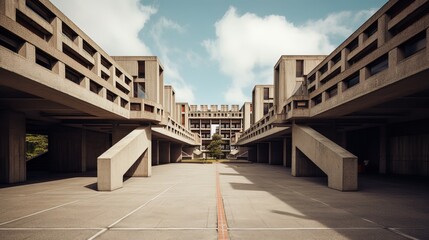 AI generated raw reinforced concrete architecture building