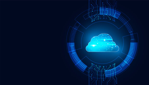 concept cloud computing data storage internet sharing and access on beautiful futuristic blue background