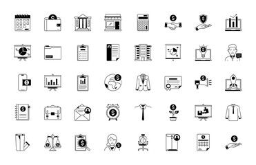 Fototapeta na wymiar Business and finance web icon set - outline icon collection, vector 