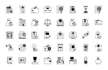 Set of vector icons accounting, finance and business with elements for mobile concepts and web apps. Collection modern infographic logo and pictogram.