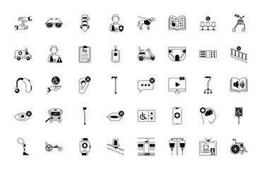 Set of disability icon or disability info graphics element or accessibility icon or physically disabled people icon. eps vector
