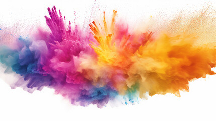 Rainbow powder dust explosion, background color. Abstract powder splash paint explode texture wallpaper concept cloud creative dust. Ink rainbow smoke design. Generative AI illustration