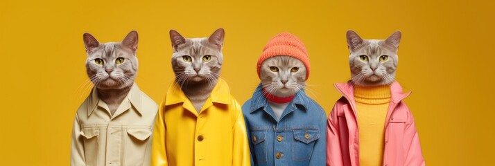 group of cats in wear