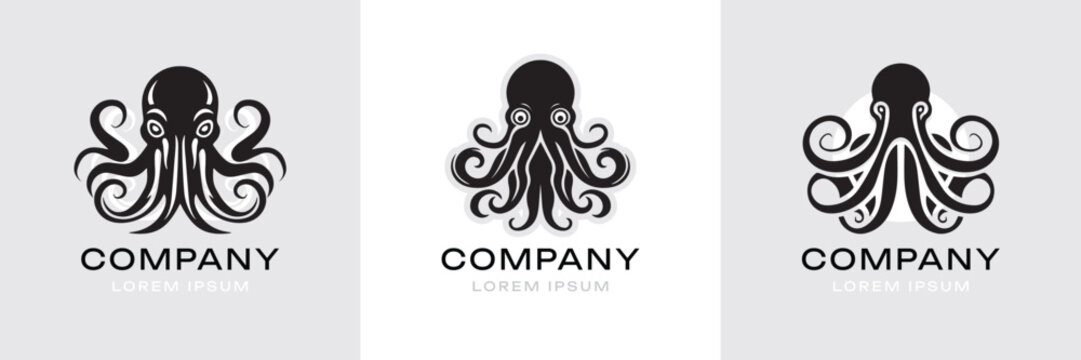 Octopus Logo Set. Premium Vector Design Illustration.