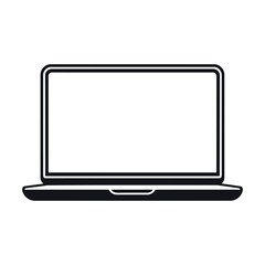 Black laptop icon on a white background. simple design. Vector illustration
