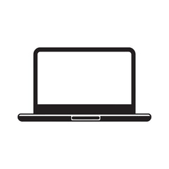 Black laptop icon on a white background. simple design. Vector illustration