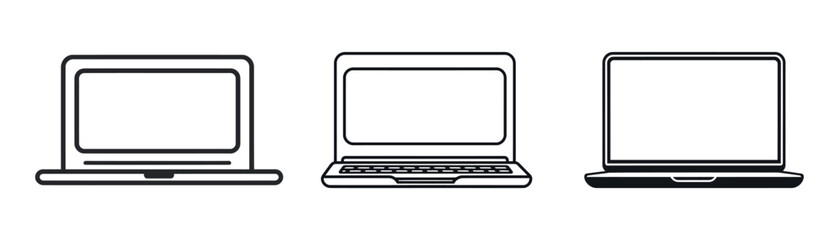 Set black laptop icon on a white background. simple design. Vector illustration