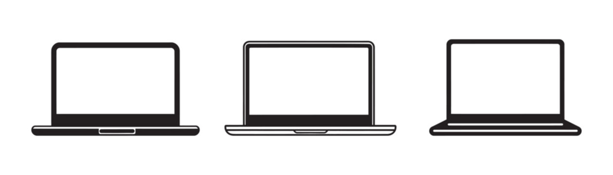 Set black laptop icon on a white background. simple design. Vector illustration