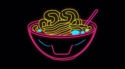 Generative AI. Asian food neon sign
