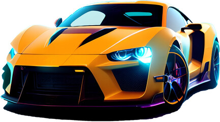 Great racing car, transparent background. Generative AI 