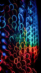 Obraz premium Abstract illustration of a neon light pattern creating a blurry pattern of shapes and colors. Generative AI