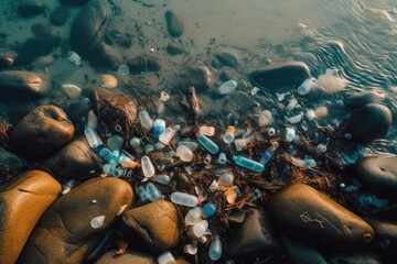 Fototapeta na wymiar Marine litter, a big pollution problem in the ocean