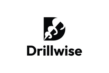 drillwise letter D unique creative logo design template