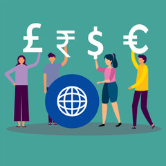 multi currency, top rated currencies, currency vector illustrator design
