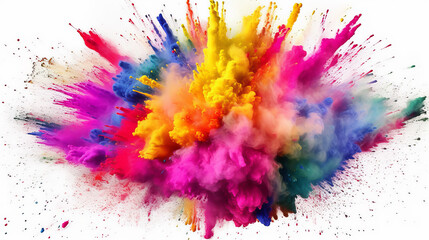 Rainbow powder dust explosion, background color. Abstract powder splash paint explode texture wallpaper concept cloud creative dust. Ink rainbow smoke design. Generative AI illustration