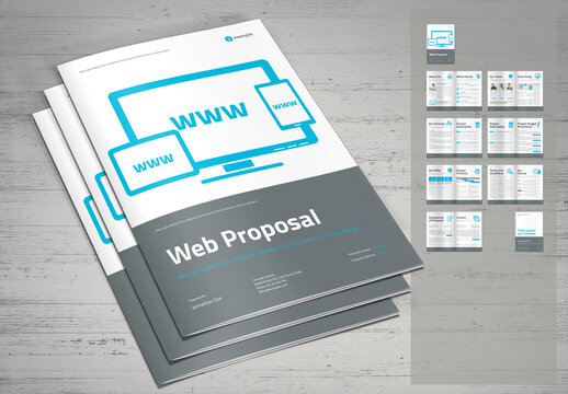 Bright Business Web Proposal with Cyan Blue Accents