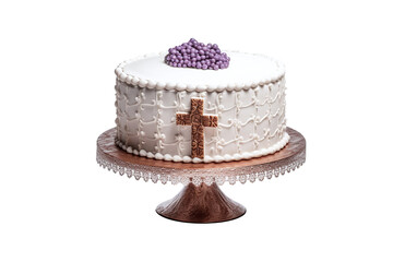 Sacred Celebrations: Christening, First Holy Communion Cake on Transparent Background. Generative AI