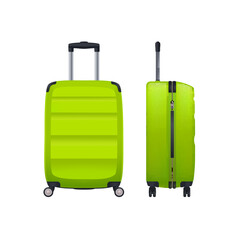 Green Wheeled Suitcase Composition