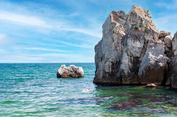 Crimea, Gurzuf - 5 July, 2015. A small rocky bay.