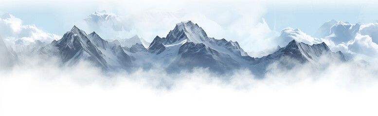Fototapeta na wymiar Panorama of winter mountains on white background 