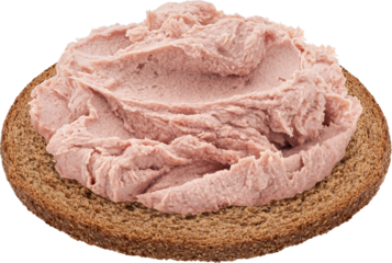 Bread slice with liver pate isolated