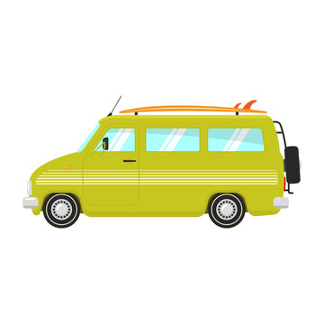 Camper icon. Minibus, minivan. Color silhouette. Side view. Vector simple flat graphic illustration. Isolated object on a white background. Isolate.