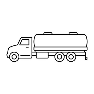 recommend clip art: Truck tanker icon. Black contour linear silhouette. Side view. Editable strokes. Vector simple flat graphic illustration. Isolated object on a white background. Isolate.