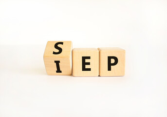 SEP or IEP symbol. Concept words IEP initial enrollment period SEP special enrollment period. Beautiful white table white background. Medical initial or special enrollment period concept. Copy space