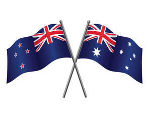 New Zealand and australian flags crossed © Marty's Art