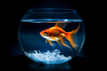 Naklejka na ściany i meble Goldfish in bowl. Generative AI illustration
