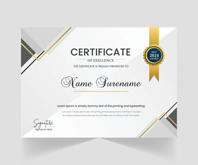 Blue and Gold Certificate of Achievement Template, Award Diploma