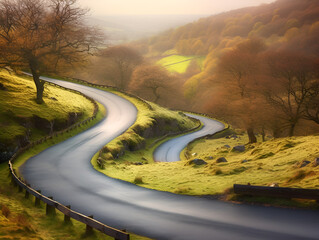 Winding road through a picturesque countryside
