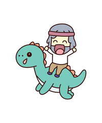 Jesus Ride Dinosaur Cartoon.