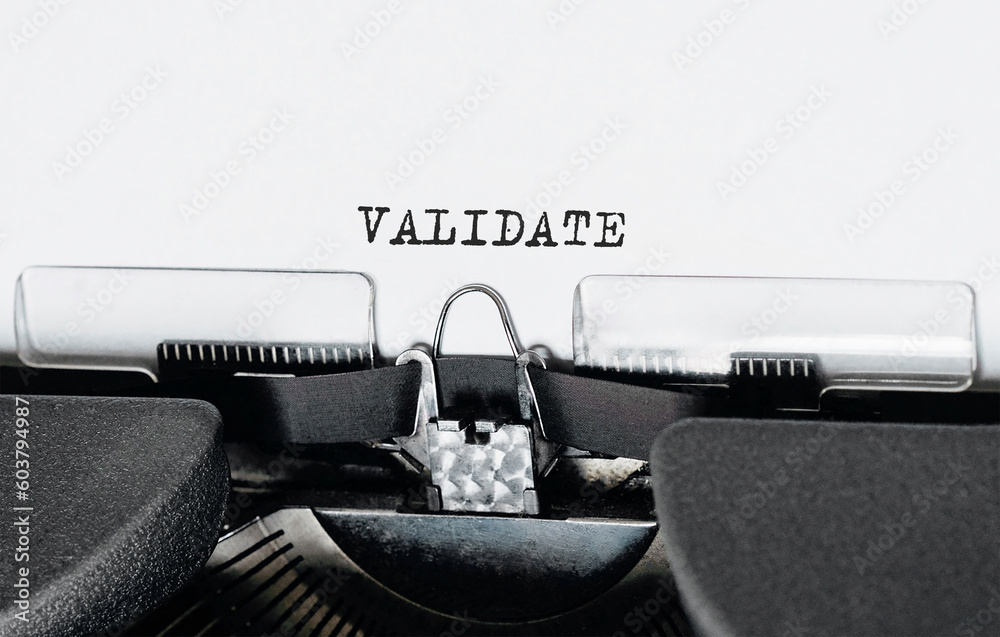 Poster text validate typed on retro typewriter