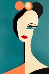 ai-generated, illustration of a woman done in cubism art style
