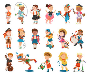 Funny Children Engaged in Different Activities Big Vector Set © Happypictures