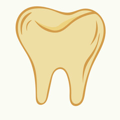 Vector illustration of a hand-drawn yellow molar tooth