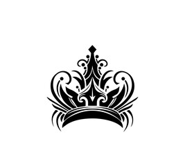 Black crown on a white background. Flat vector illustration for logo	