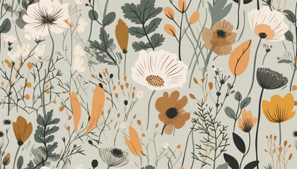 Beautiful floral seamless pattern wild herbs and flowers. Abstract flowers print. Modern pattern. Fashionable template for design © Eli Berr