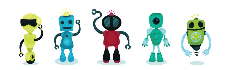 Cute Humanoid or Robot with Limbs as Artificial Intelligence Vector Set