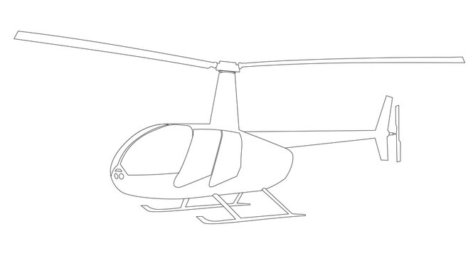 recommend clip art: heli ,Helicopter detailed line art vector