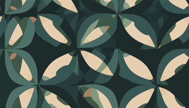 Hand drawn minimal abstract leaves pattern. Collage contemporary print. Fashionable template for design