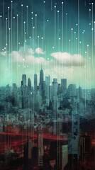 Obraz na płótnie Canvas Urban Data Symphony: Captivating Visualisation of City Skyline and Graphs. generative AI