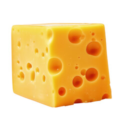 Delicious piece of cheese, isolated Illustration AI Generative.
