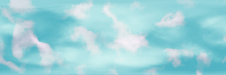 Watercolor soft blue heaven cloudy sky and lights painting in soft sky weather colors with watercolor painted in magic banner. Fantasy fluffy clean wallpaper. Water dream Easter design	