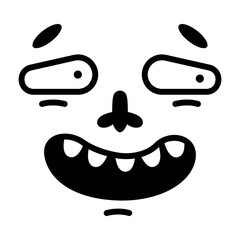 Retro Cartoon Mascot Face with Eyes and Open Mouth Vector Illustration