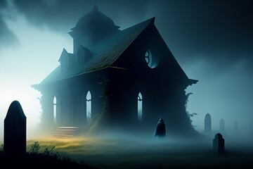 graveyard in the mist