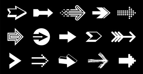 Arrows vector big set of different shapes styles and concepts, cursors for icons or logo creation, graphic design elements for web or print.